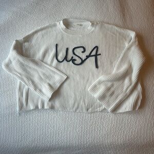 moon & madison white USA Embroidered Sweater